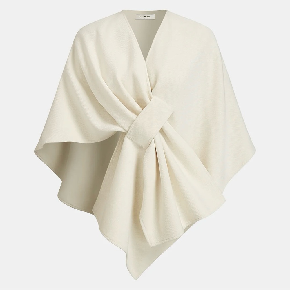 Commense Knot Front Wrap Cloak Cape Off-White Beige NWT Large NWT Layering